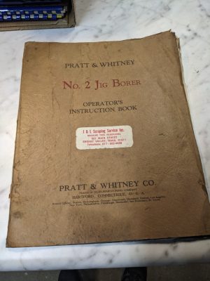 Pratt Whitney #2 Jig Borer Machine Operator Service Instruction Manual 1929 Tool