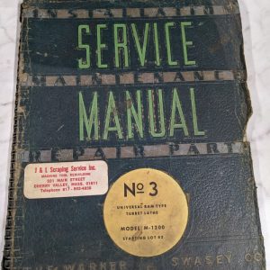 Warner Swasey Operator Service Manual Parts List Book #3 M-1200 Turret Lathe