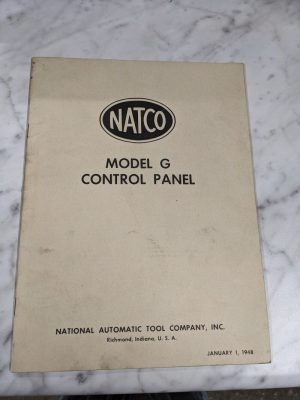 Natco Model G Unit Control Panel 1948 Operator Service Manual Parts List