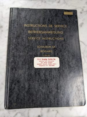 Shaublin Operator Instruction Service Manual 120-To Cabinet Lathe Machine Tool