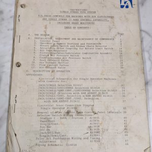 P/A Press Controls Air Clutch/Brake Single Stroke Type Instruction Manual Book