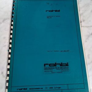 Rohbi Operator Instruction Service Manual Rka 62 Shop Saw Machine Tool Room 1987