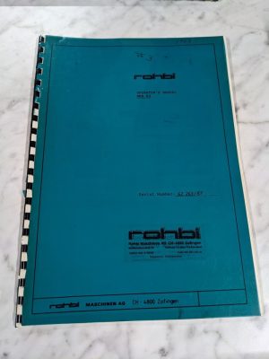 Rohbi Operator Instruction Service Manual Rka 62 Shop Saw Machine Tool Room 1987