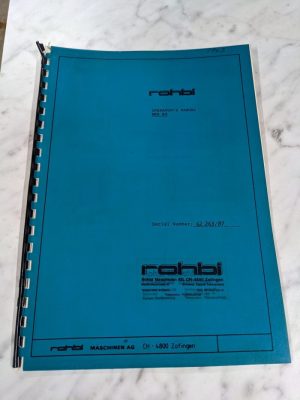 Rohbi Operator Instruction Service Manual Rka 62 Shop Saw Machine Tool 1987