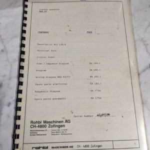 Rohbi Machine Control Service Handbook Manual Program Diagram Rka 62 Shop Saw
