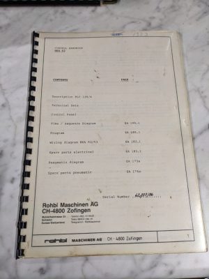 Rohbi Machine Control Service Handbook Manual Program Diagram Rka 62 Shop Saw