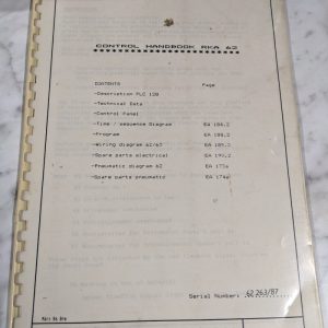 Rohbi Machine Control Service Handbook Manual Program Plc Rka Shop Saw 1987
