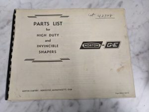 Norton Service Parts List Book Manual High Duty Invincible Shaper Machines