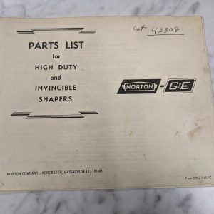 Norton Service Parts List Book Manual High Duty Invincible Shaper Machines
