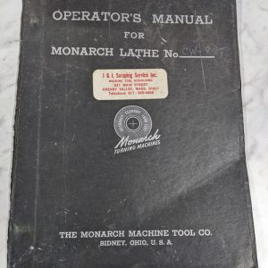 Monarch Lathe Cw-8076 Operator Service Manual Parts List Book Maintenance 1947