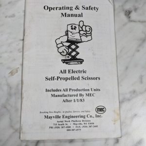 Mec Mayville Operating Safety Manual Electric Self Propelled Scissors 1983