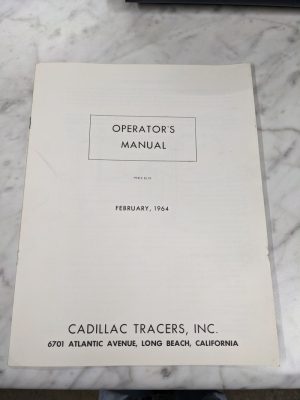 Cadillac Portable Tracers Inc Operator Service Manual 1964 Shop Tool Room Book