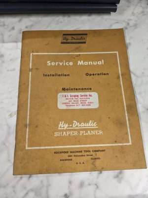 Rockford Hy-Draulic Service Operator Manual Shaper Planer 1952 Series 40 Shop