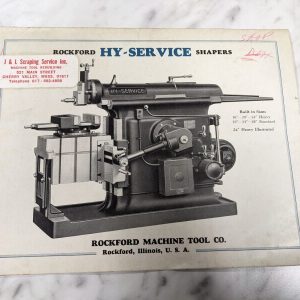 Rockford Hy-Service Shaper Machine Sales Brochure Features Specifications