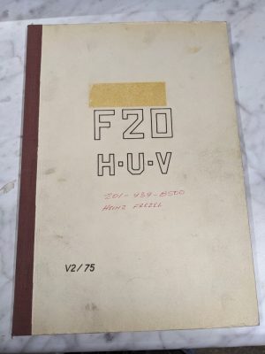 Tos Olomouc F20 H-U-V V2 1975 Milling Machine Operator Service Manual Book