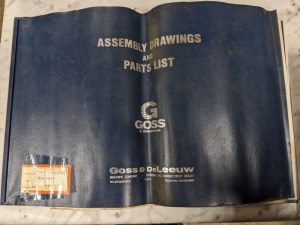 Goss Deleeuw Assembly Drawings Serivce Parts List Manual 1-2-3 Machine 7 Spindle