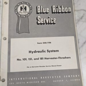 Ih International Harvester Service Manual 101 151 181 Thresher Hydraulic System