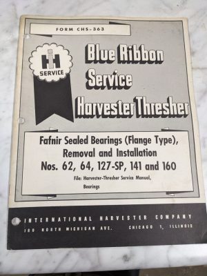 Ih International Harvester Service Manual 62 64 127-Sp 141 160 Fafnir Bearings