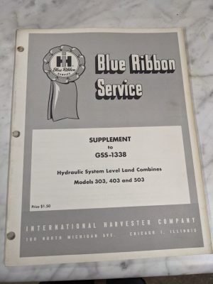 International Harvester Service Manual Supplement Gss-1338 303 403 503 Hyd Sys