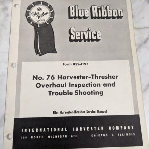 Ih International Harvester Service Manual #76 Thresher Overhaul Inspection