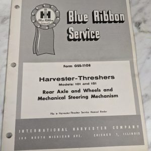 Ih International Harvester Service Manual #101 151 Rear Axle/Steering Mechanism