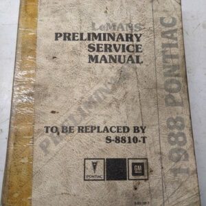 1988 Pontiac Lemans Preliminary Service Manual Dealer Shop Repair Book