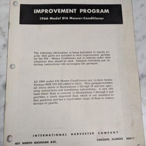 Ih International Harvester Improvement Program 1966 Model 816 Mower Conditioner