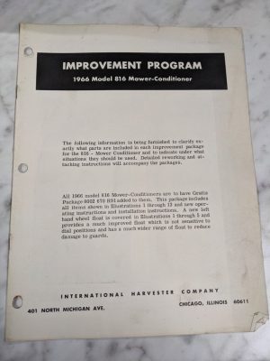 Ih International Harvester Improvement Program 1966 Model 816 Mower Conditioner