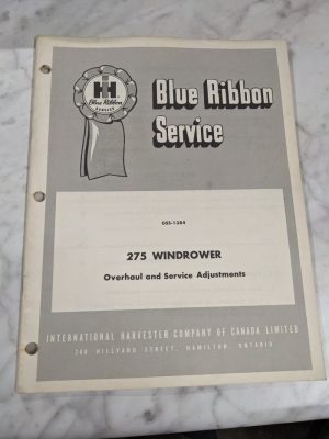Ih International Harvester Blue Ribbon Service Manual #275 Windrower Overhaul