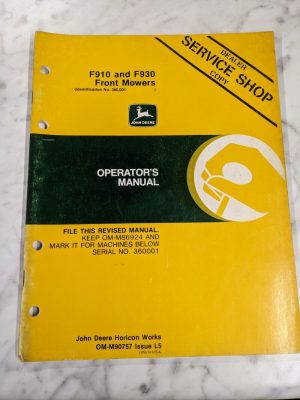 Jd John Deere Service Shop Operator Manual F910 F930 Front Mower Om-M90757 L5