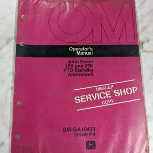Jd John Deere Service Shop Operator Manual 15K 25K Pto Standby Alternators