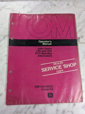 Jd John Deere Service Shop Operator Manual 15K 25K Pto Standby Alternators