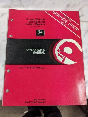 Jd John Deere Service Operator Manual 18 20” Walk Behind Mower Om-Ty20587 K2