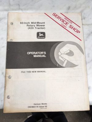 Jd John Deere Shop Operator Manual 60” Mid Mount Mower 420 Tractor Om-M85176 H2