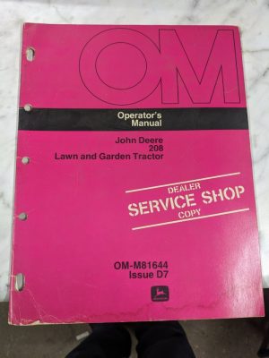 Jd John Deere Service Shop Operator Manual 208 Lawn Garden Tractor Om-M81644 D7