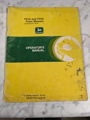 Jd John Deere Service Shop Operator Manual F910 F930 Front Mower Om-M72336 H6