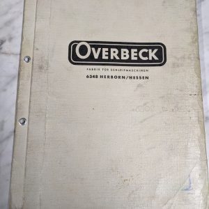 Overbeck Operator Service Manual Zetto 30 Precision Grinding Machine Shop Tool