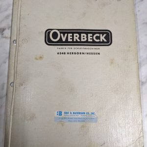 Overbeck Operator Service Manual Zetto 30 Elt Precision Grinding Machine Tool