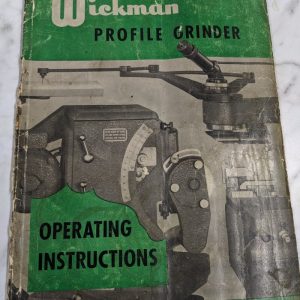 Wickman Profile Grinder Operator Service Instruction Manual Shop Machine Tool