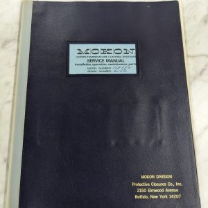 Mokon Water Temp Control System Operator Service Manual Parts List 102056