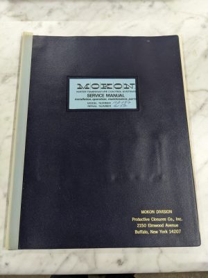 Mokon Water Temp Control System Operator Service Manual Parts List 102056