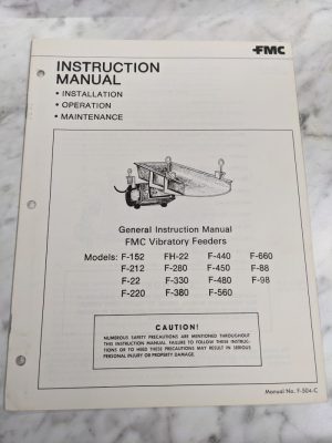 Fmc Instruction Manual Operation Service Vibratory Feeders F-152 Fh-22 F560 1977