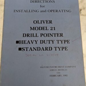 Oliver 21 Drill Pointer Operator Service Manual Parts List Book Catalog Tool