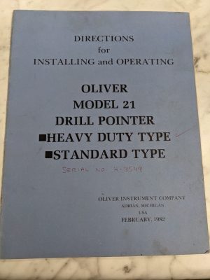 Oliver 21 Drill Pointer Operator Service Manual Parts List Book Catalog Tool