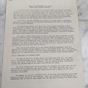 Oliver Operating Instructions For Drill Point Thinning Machine Shop Tool Copy