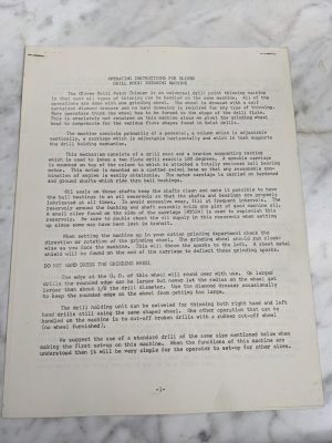 Oliver Operating Instructions For Drill Point Thinning Machine Shop Tool Copy