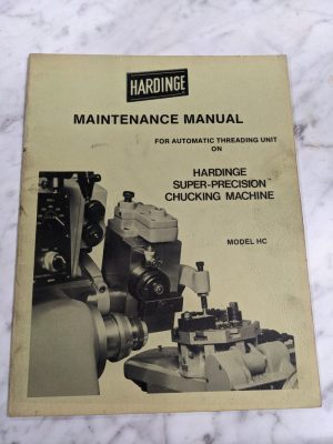 Hardinge Maintenance Service Maanual Super Precision Chucking Machine Hc Model
