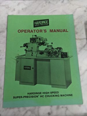 Hardinge Maintenance Service Maanual High Speed Chucking Machine Hc Model 1975