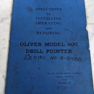 Oliver 600 Drill Pointer Operator Service Manual Parts List Book Catalog 1981