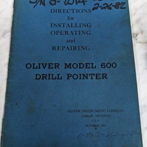 Oliver 600 Drill Pointer Operator Service Manual Parts List Book Catalog Tool